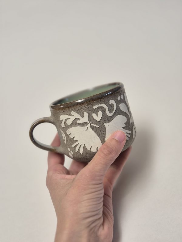 Ceramic sgraffito cup