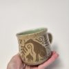 Ceramic greyhound sgraffito mug