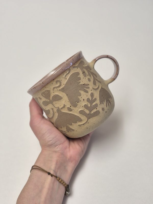 Ceramic sgraffito mug