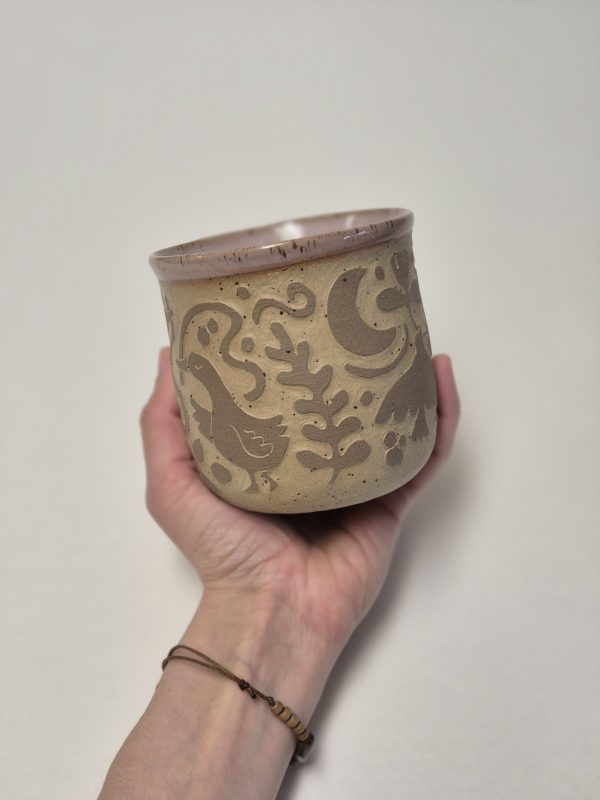 Ceramic sgraffito mug