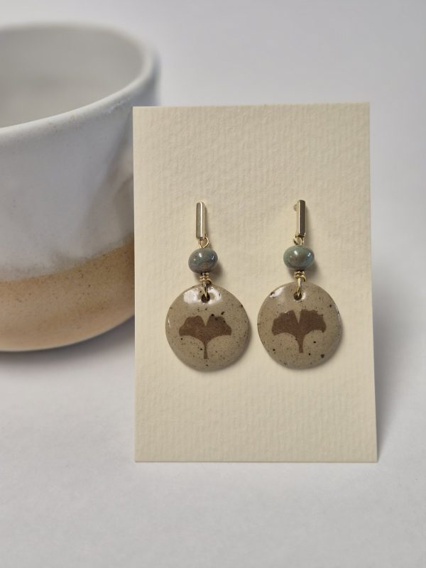 Ceramic ginkgo earrings