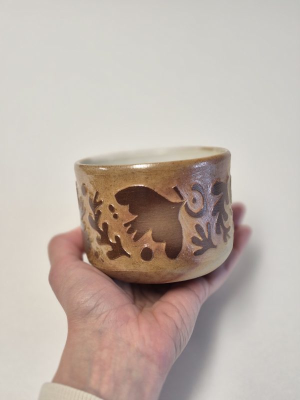 Wood fired sgraffito mug